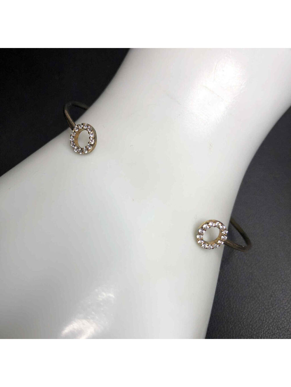 5304 Vermeil 14K over 925 circle CZ Cuff bracelet 3.1 grams 6.75"